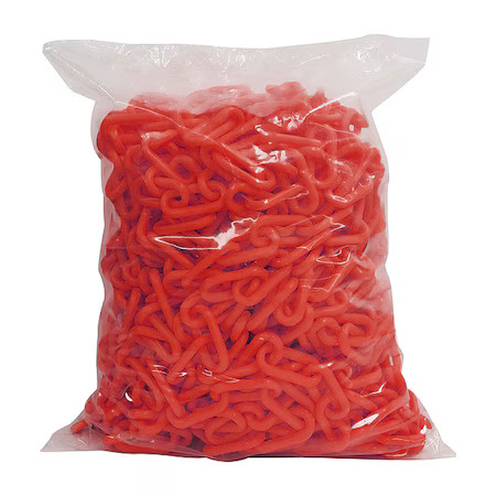 Plastic Chain, Red, 100 Ft Length, Gloss, 6Cdu6