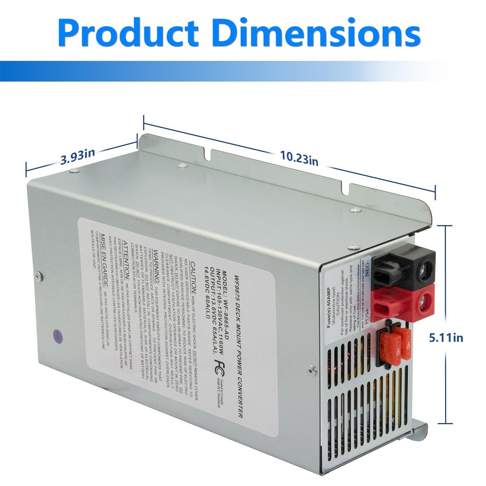 WF-9865-AD 65Amp Deck Mount Converter Replacement for RV Trailer Camper WF-9865