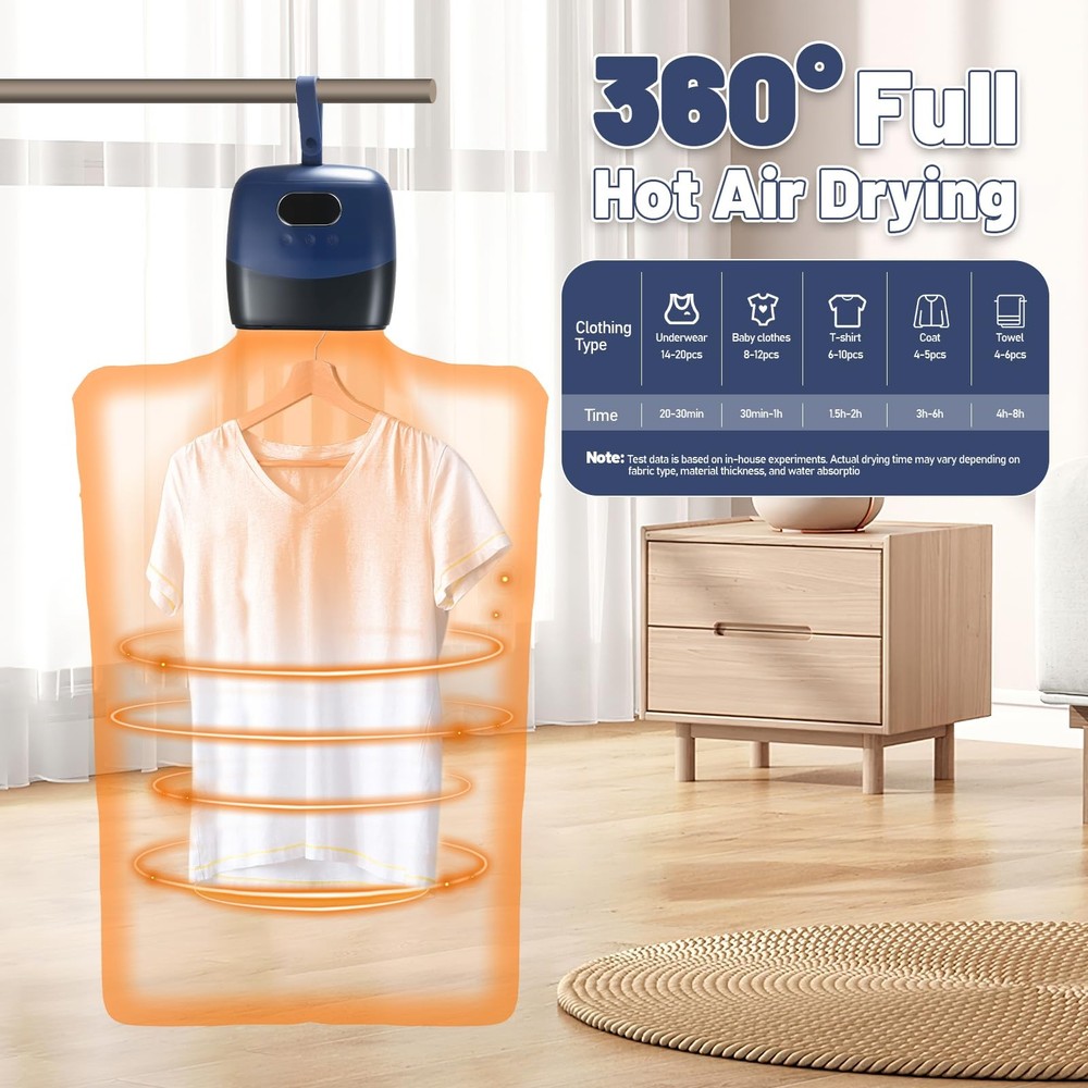 Portable Mini Clothes Dryer Compact Foldable Quiet Fast Drying Machine
