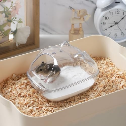 Transparent Hamster Sand Bath Container, Cute Hamster Shape, Keeps Sand Medium