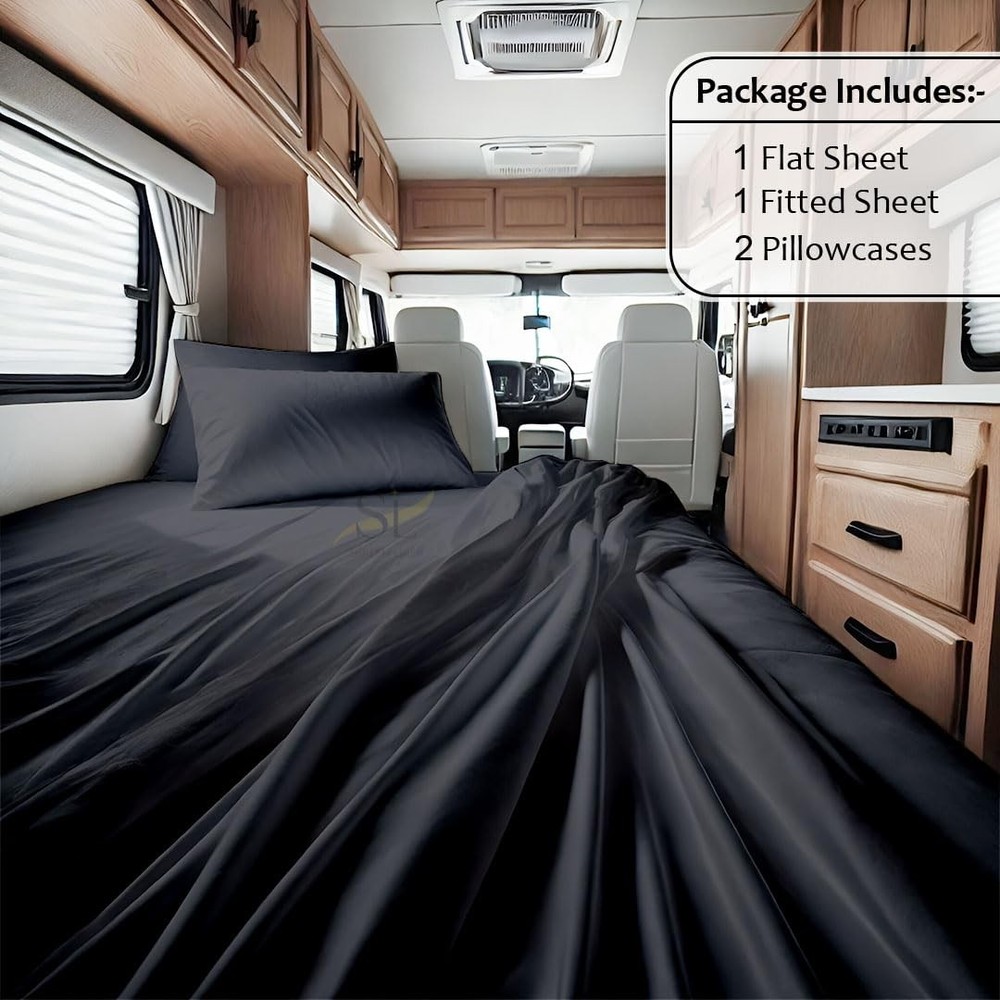 Microfiber RV Sheet Sets, 48x75 3/4 Full Bunk, Dark Grey Solid - Fits Mattres...