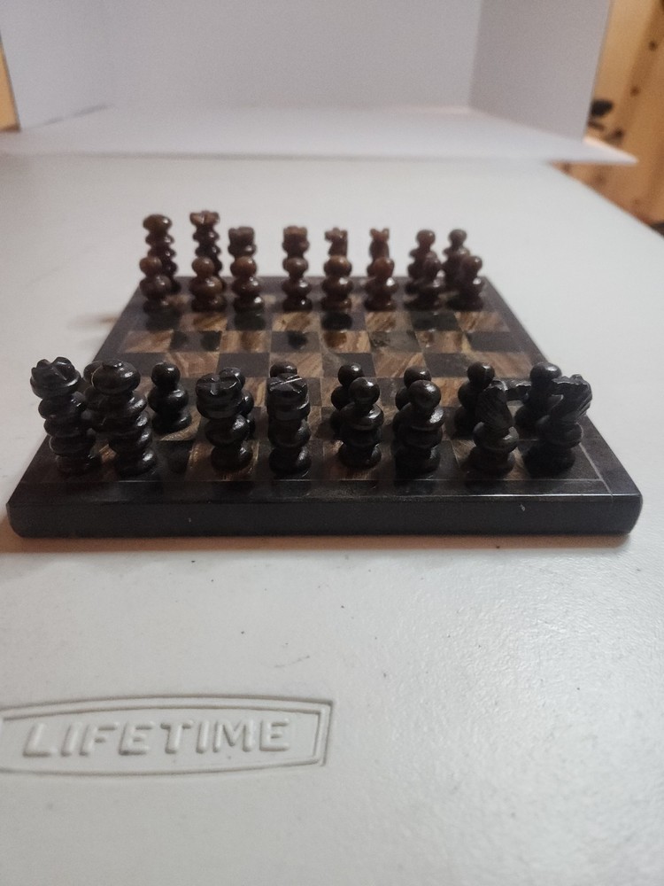 Vintage Marble Chess Set 7.75"x7.75"