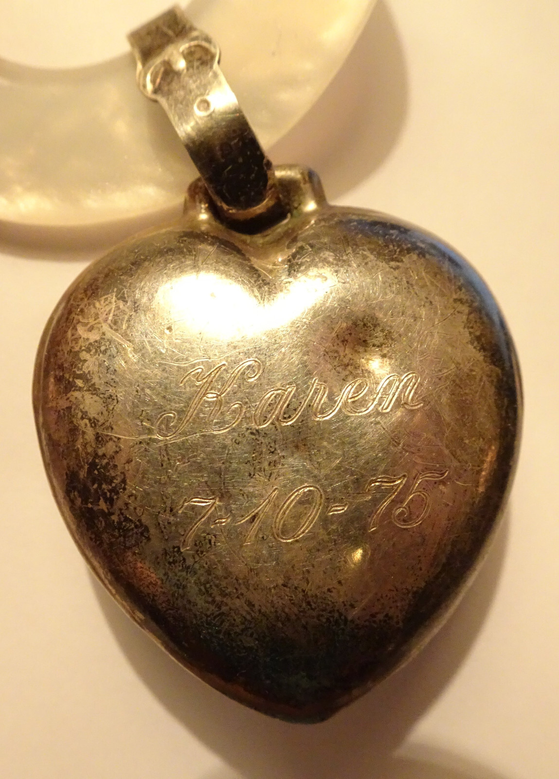 Sterling Silver Baby Rattle Teething Ring Puff Heart Antique Webster