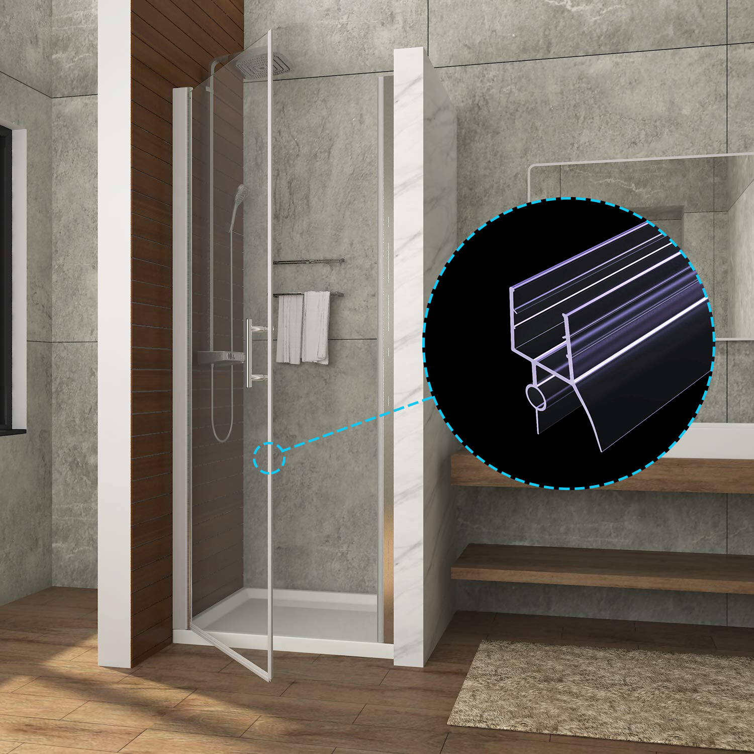 2-Pack Shower Door Bottom Seal Plastic Strips 36" Length Glass Door Seal Strip