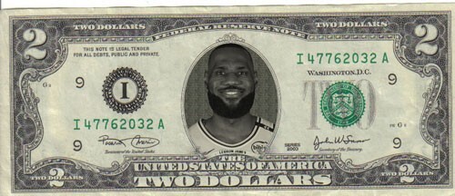 Lakers Lebron James $2 Dollar Bill Mint! Rare! $1 #2