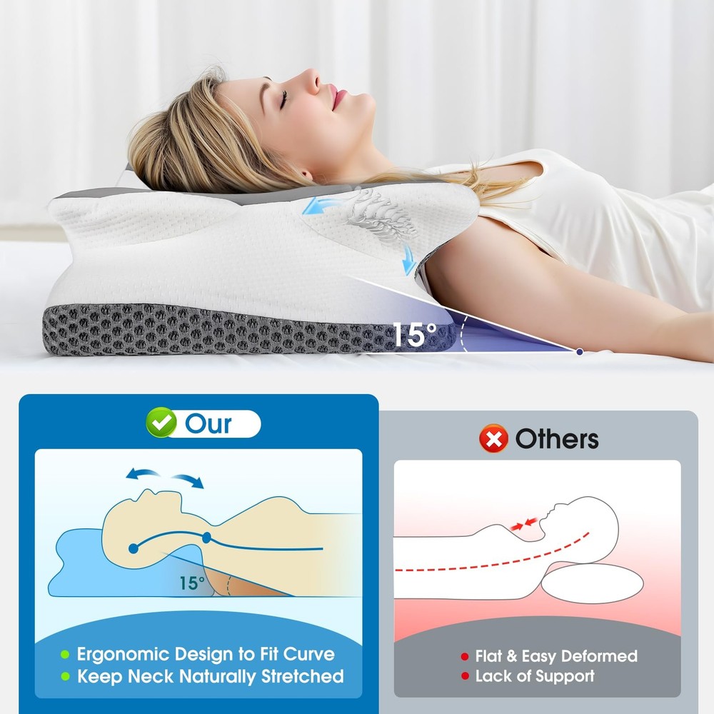 Cooling Cervical Memory Foam Pillow - Ergonomic Neck Support for Side & Back