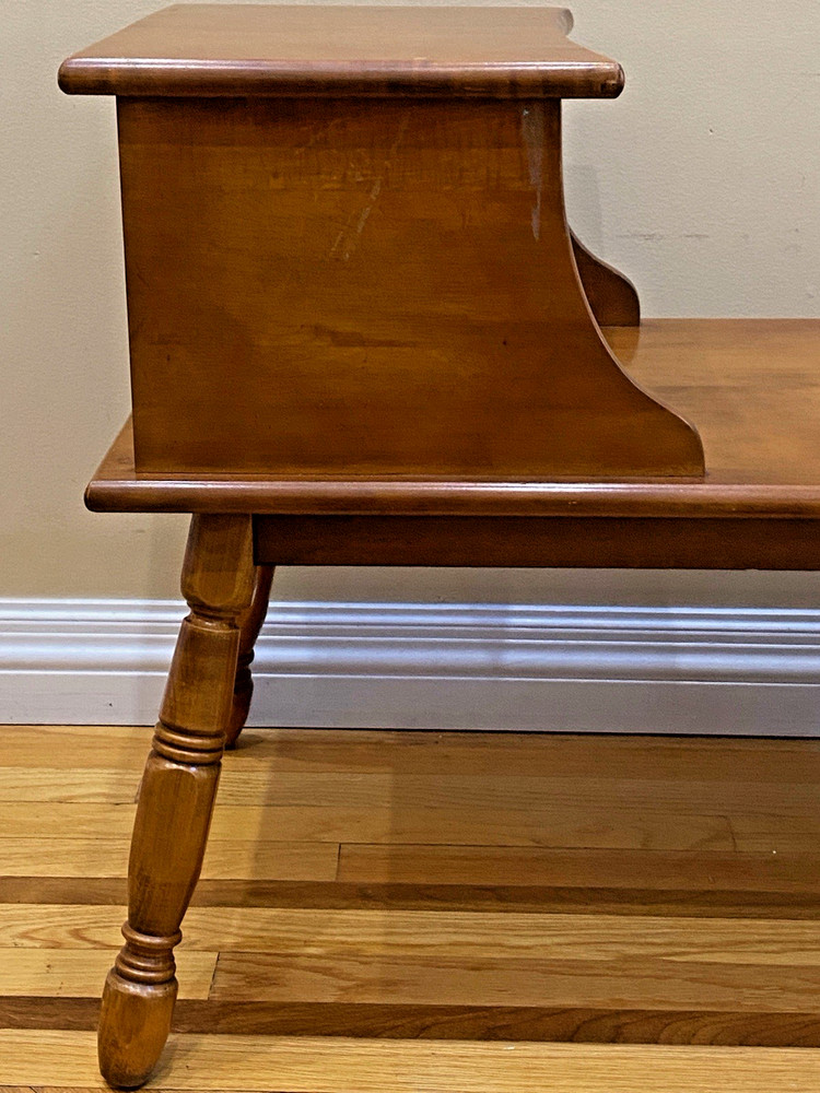 Mid Century Solid Oak End Table ~ Two Tiers