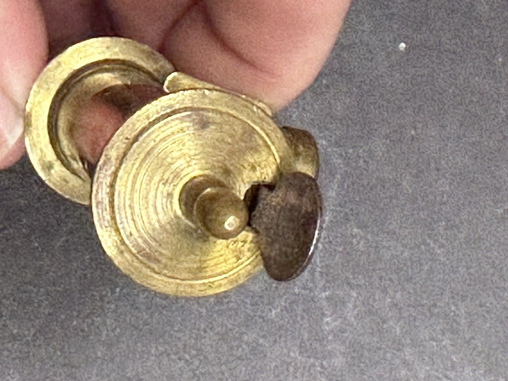 Vintage Solid Brass Irish Bag Shot Black Powder Flask Spout Muzzleloading