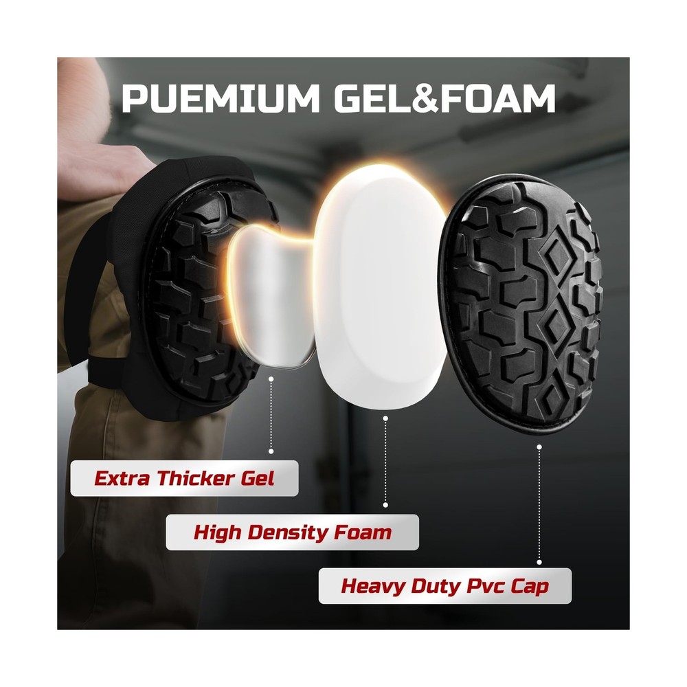 Professional Knee Pads for Work Construction with Heavy Duty Cap Foam Padding...