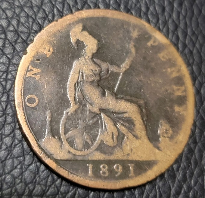 1891 Great Britain One Penny Coin