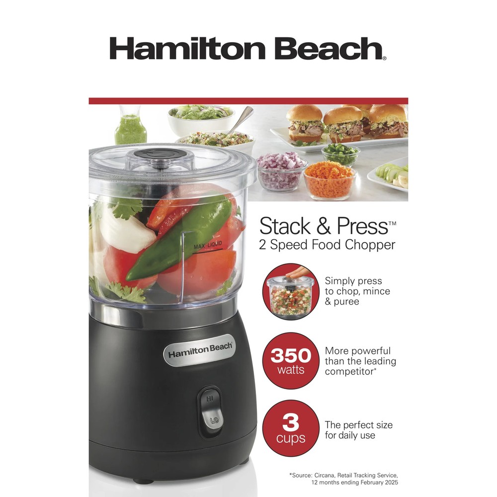 Hamilton Beach Stack & Press 2 Speed Food Chopper & Mini Food Processor