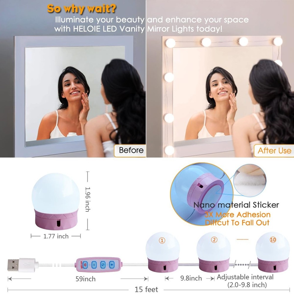 Led Vanity Mirror Lights, Vanity Lights for Makeup Dressing Mirror Lighting,1...