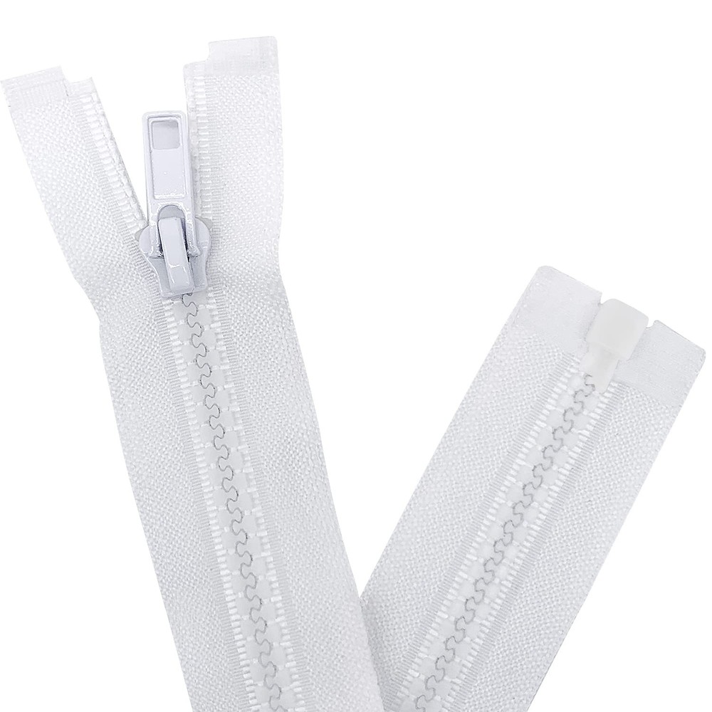 #5 47 Inch Separating Jacket Zippers 2 PCS White Molded Plastic Bulk DIY