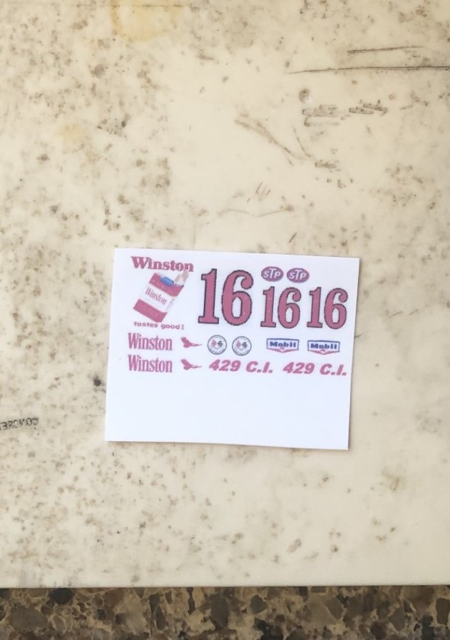 1/64 ho White CORVETTE  slot car DECAL  sheet-#16 Nascar stock car