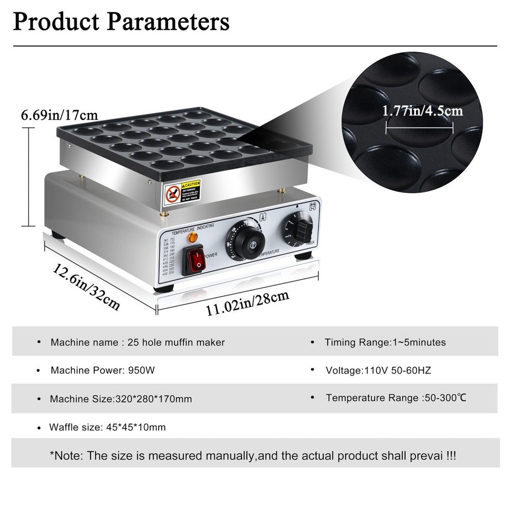 Mini Pancake Maker 25pcs Dutch Pancake Maker 950W Mini Pancakes Maker Machine...