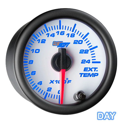 SLIGHTLY USED GLOWSHIFT WHITE 7 COLOR 2400 F EXHAUST GAS TEMP GAUGE w EGT PROBE