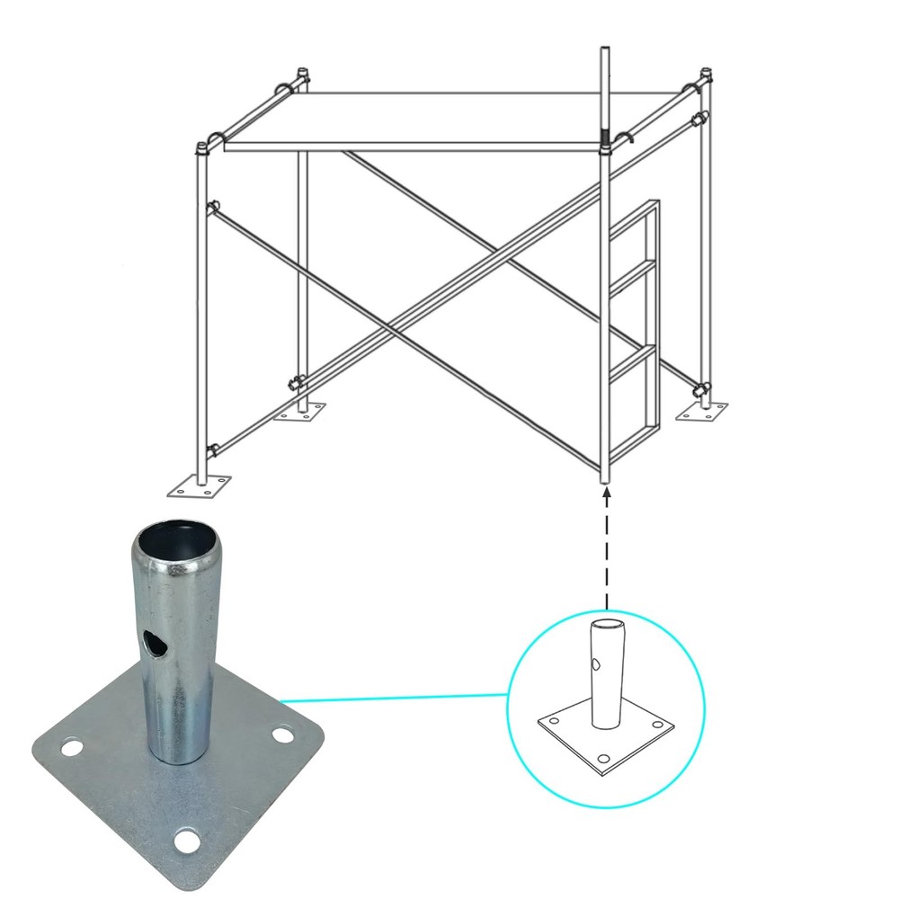 4 PCS Scaffold Base Plates for Baker Style Scaffolding, Galvanized, 4 Pack