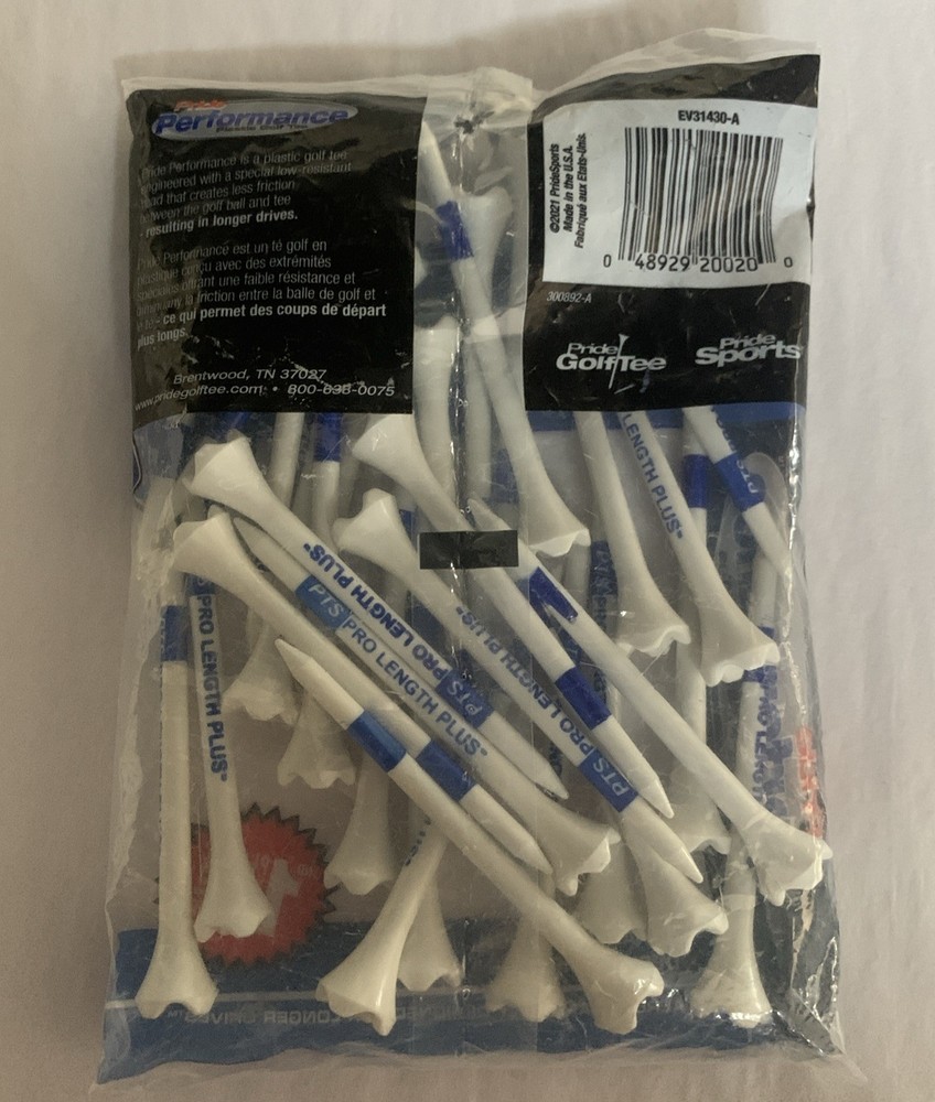 NEW Pride Performance Plastic Tee System, 3-1/4 inch- 30 Count (Blue)