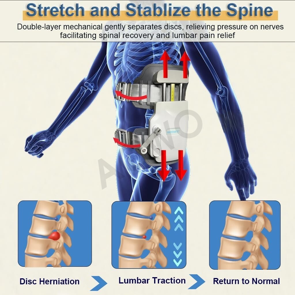 Lumbar Traction Device Lower BackPain Relief Spinal Decompression Herniated Disc