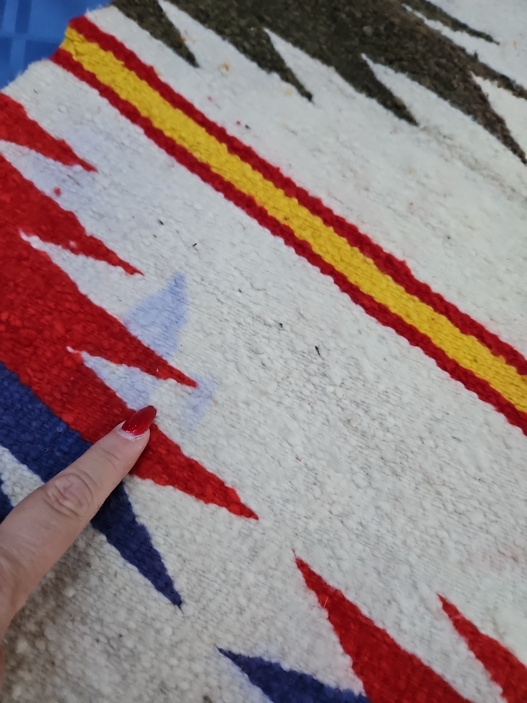 Vintage Navajo Rug Small Native American Indian 20x39 Geometric Weaving Antique