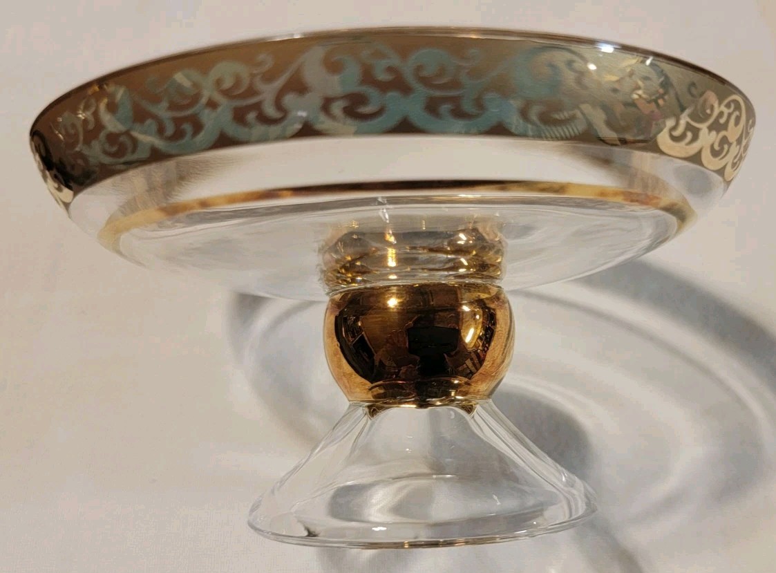 Vintage Gold Trimmed Glass NOBILITY Soap Dish, Tray, & Toothbrush Holder