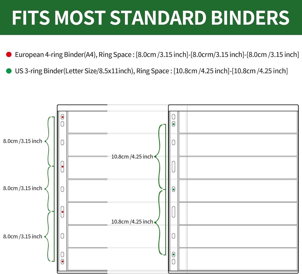 Archival Quality Stamp Album Pages - 5 Sheets, 10 Pages, Easy Binder Integration