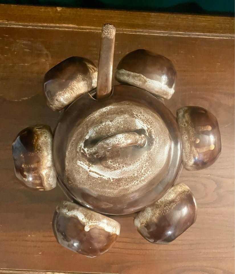 Vintage brown glazed soup/punch bowl set