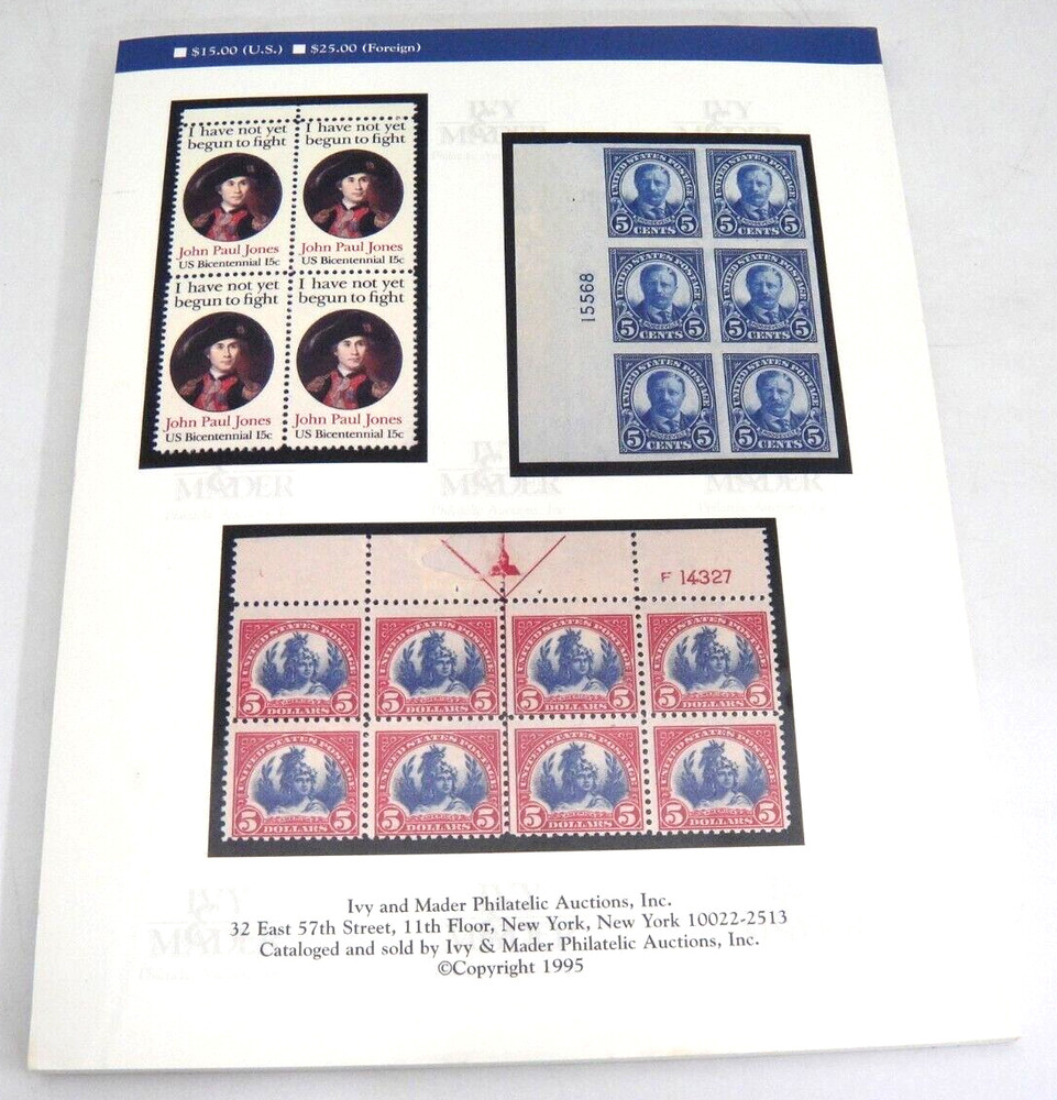 Ivy Mader Stamp Auction Catalog 1995 Hadley Collection Salvation Army