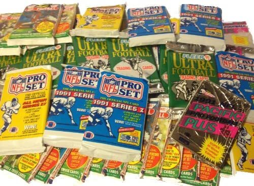 100 Unopened Vintage NFL Football Cards in factory Sealed Wax Packs