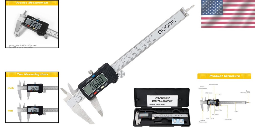 Waterproof Digital Caliper - High Precision Measuring Tool with LCD Display