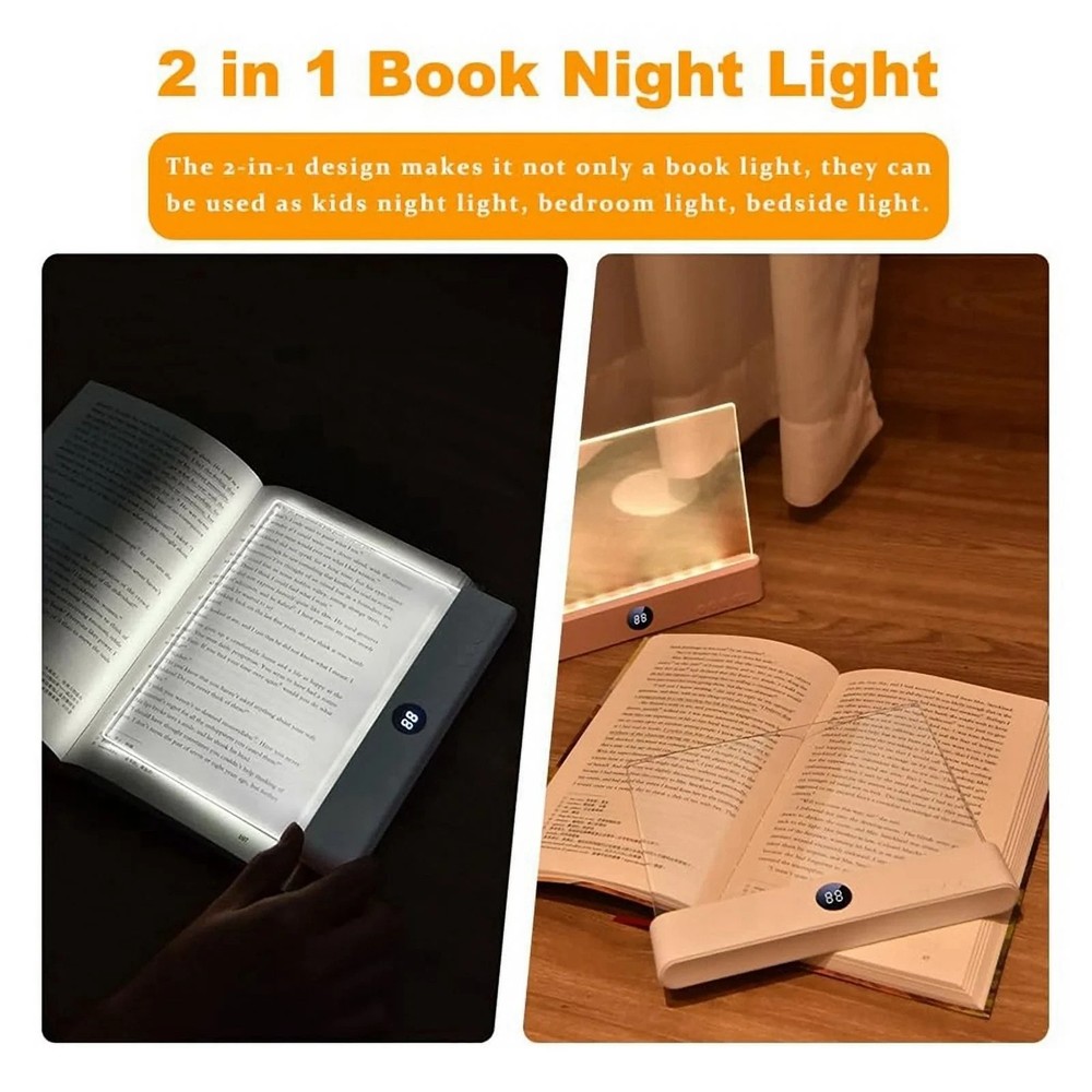 Book Light, Rechargeable Clear LED Flat Reading Light with 3 Colors Timer...
