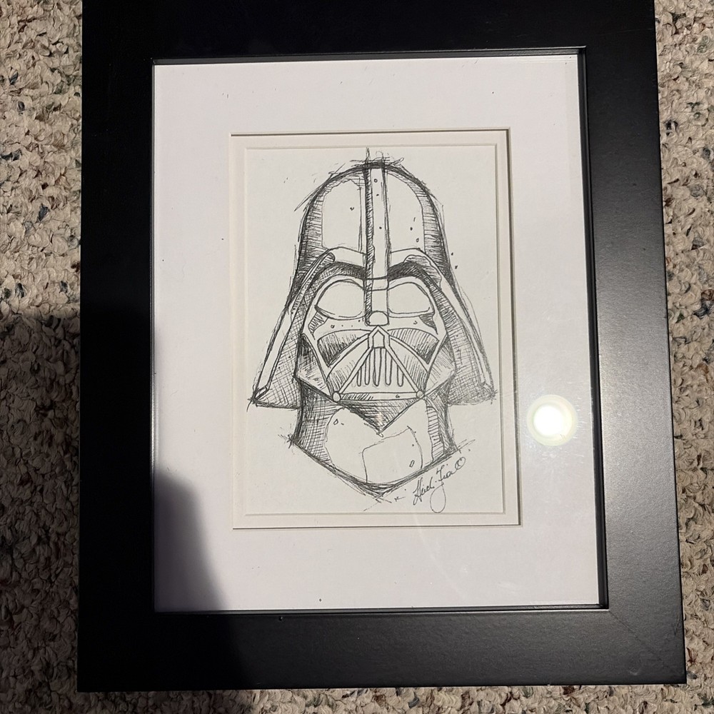Darth Vader Pen & Ink Print With Frame