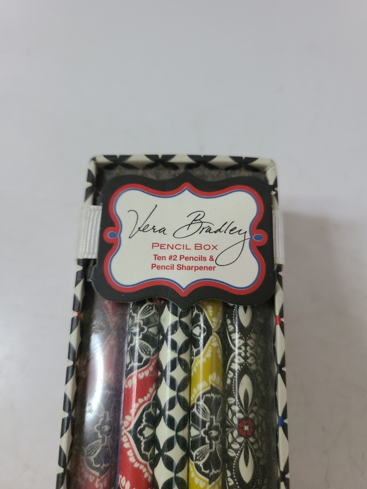Vera Bradley Pencil Box Set New 10 -#2Pencils/Sharpner