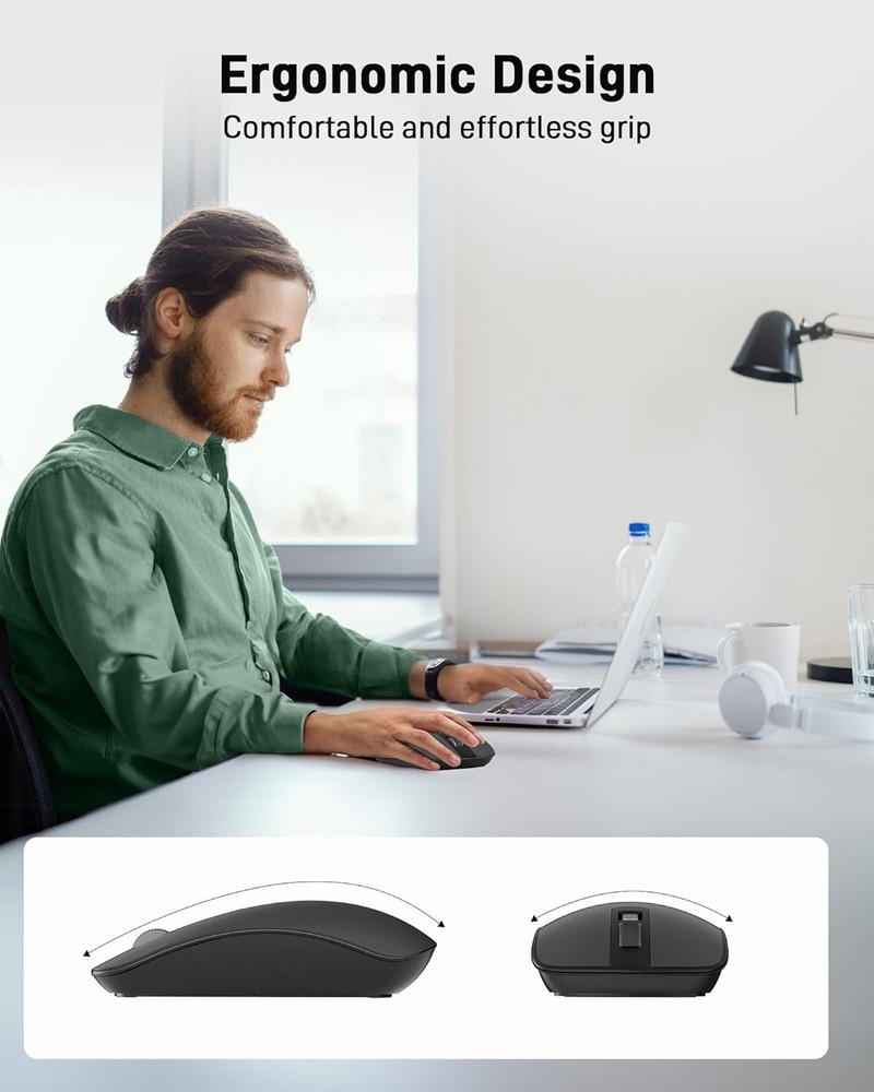acer Computer Mouse Wireless, 2.4G Slim USB Wireless Mice with Black