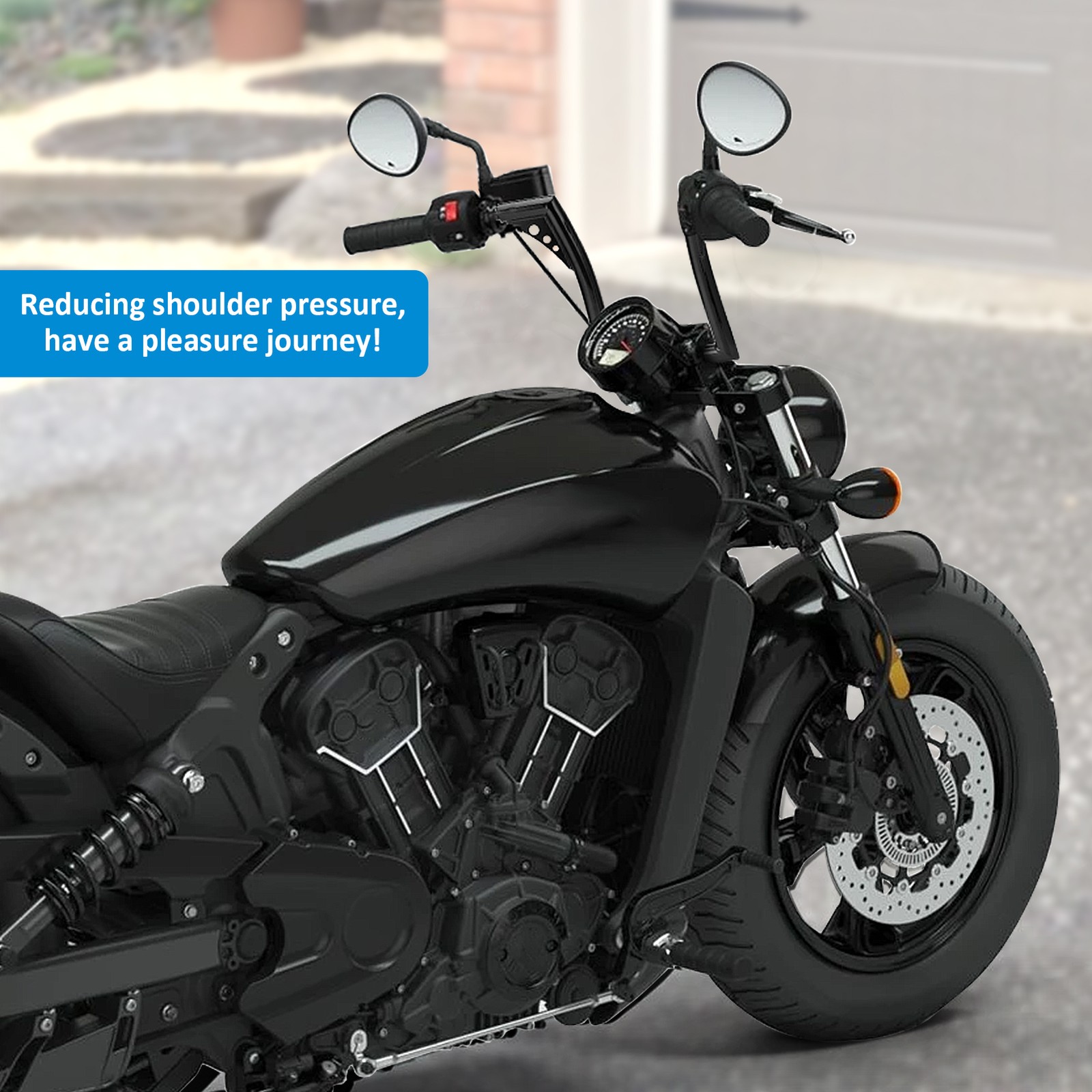 12" Rise 6" Pullback Black Bagger Bar-Sharp Handlebar for Indian Scout 2015-2024