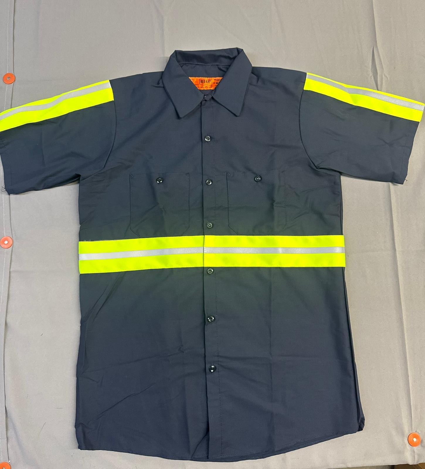 Red Kap Men's Enhanced Visibility Industrial Work Shirt Navy