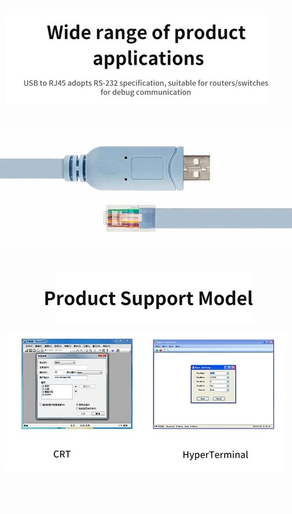 Standard USB Type-A to RJ45 Serial Console Adapter Cable Express Net Cord For...