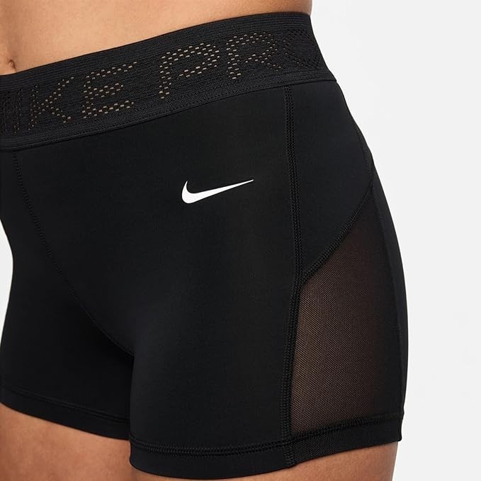 NEW Women's Nike Pro Mid Rise 3" Mesh Paneled Shorts Black Size Medium MSRP $40