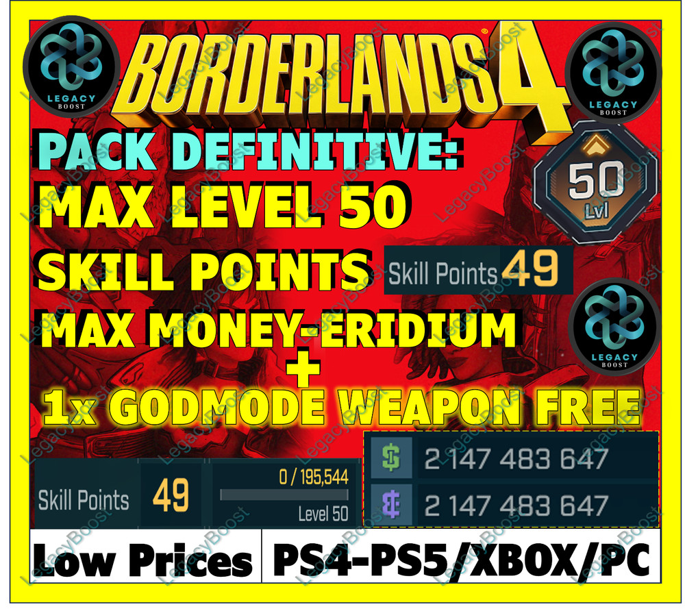 🔥BORDERLANDS 4✨WEAPONS MODDED LEVEL 1 ONE GEAR MODDED ✴️ GODMODE ✅PC-PS-XBOX✨