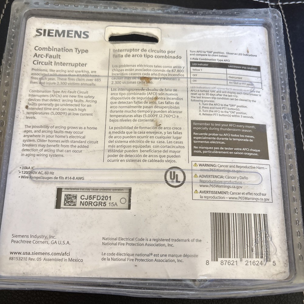 Siemens QA115AFCP Switch- Black 15 Amp.