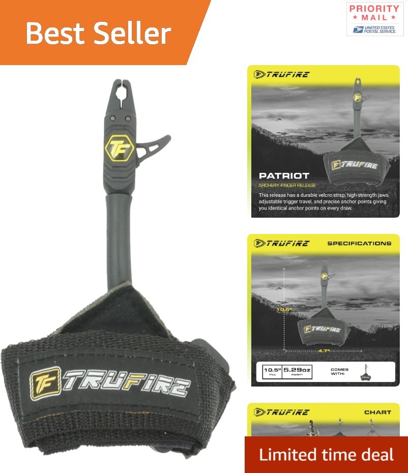Durable Black Wrist Strap Archery Release - Adjustable Trigger & Padded Comfort