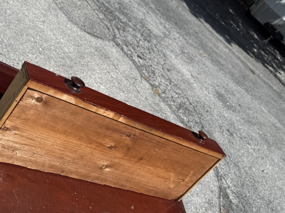 antique red painted console table server 1 drawer hall stand folk art