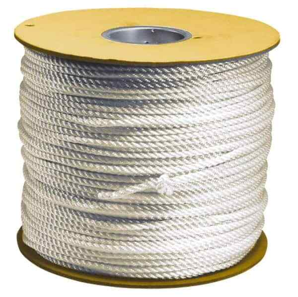 100' Max Length Nylon Solid Braid Rope 1/2" Diam, 484 Lb Capacity