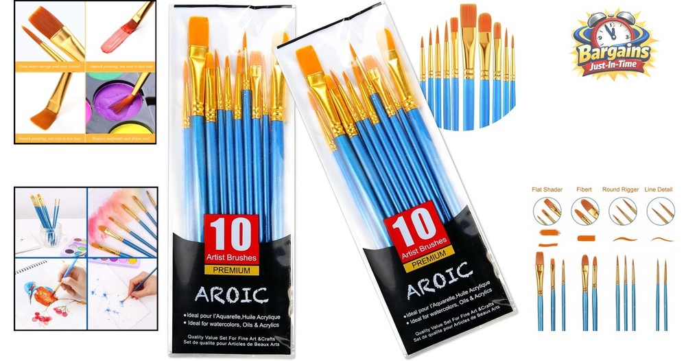Durable Acrylic Paint Brush Set - 20 Nylon Brushes for Creative Expression