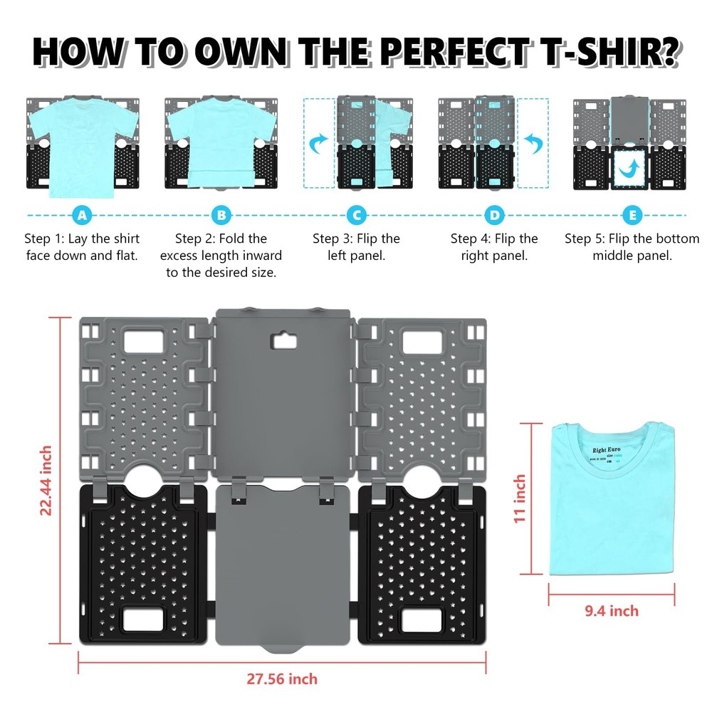 10Pc Stackable Closet Organizer & Shirt Folder Board Bundle Tshirt Organizer ...