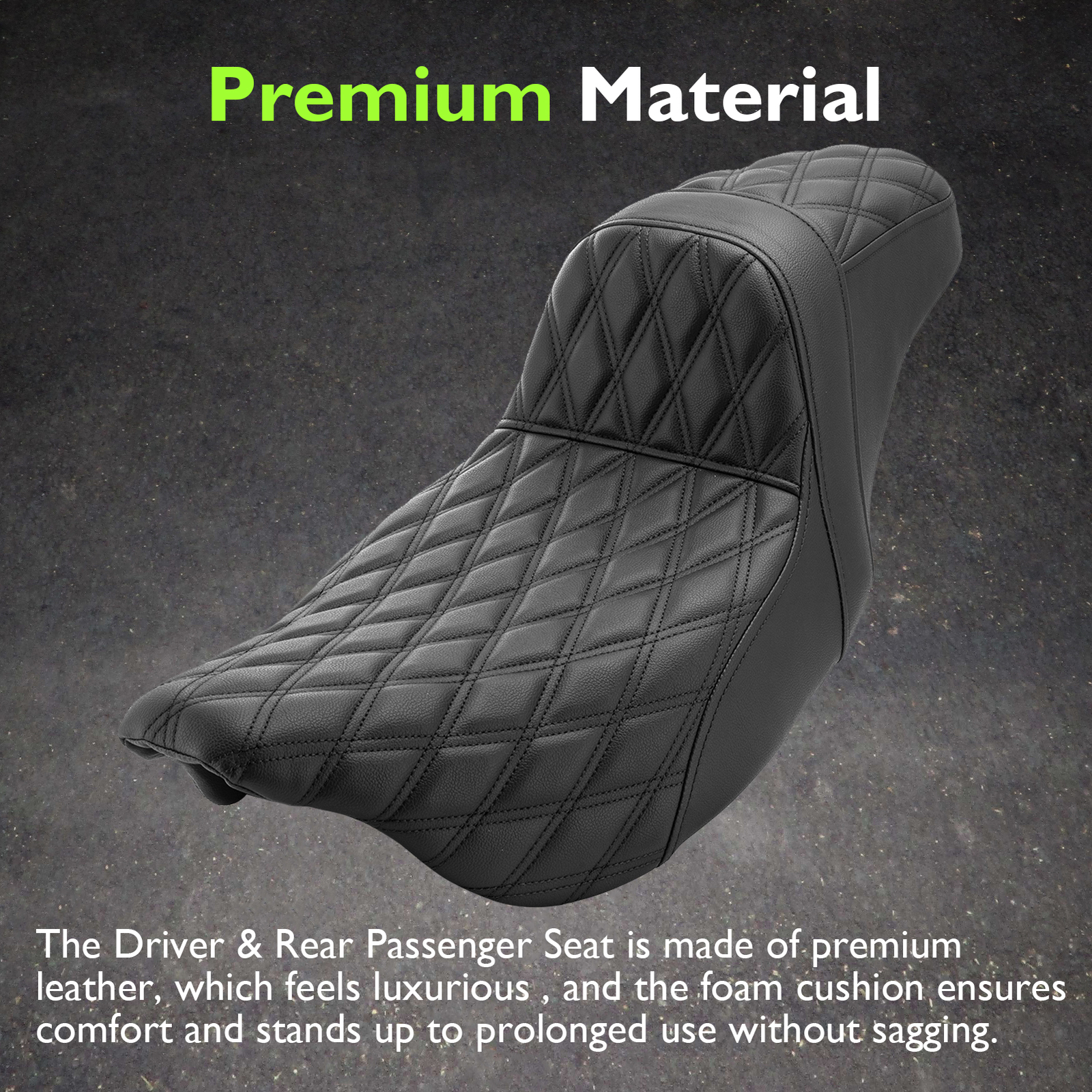 MOFUN Black Double Stitching 2-up Driver Passenger Seat For Harley Touring 08-23