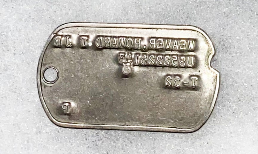 Post-WWII Howard Weaver T-52 Single Dog Tag