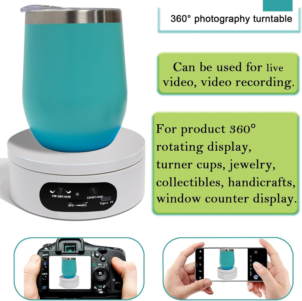 Rotating Display Stand, Spinning Display Stand with Colored Lights, Lighted LED