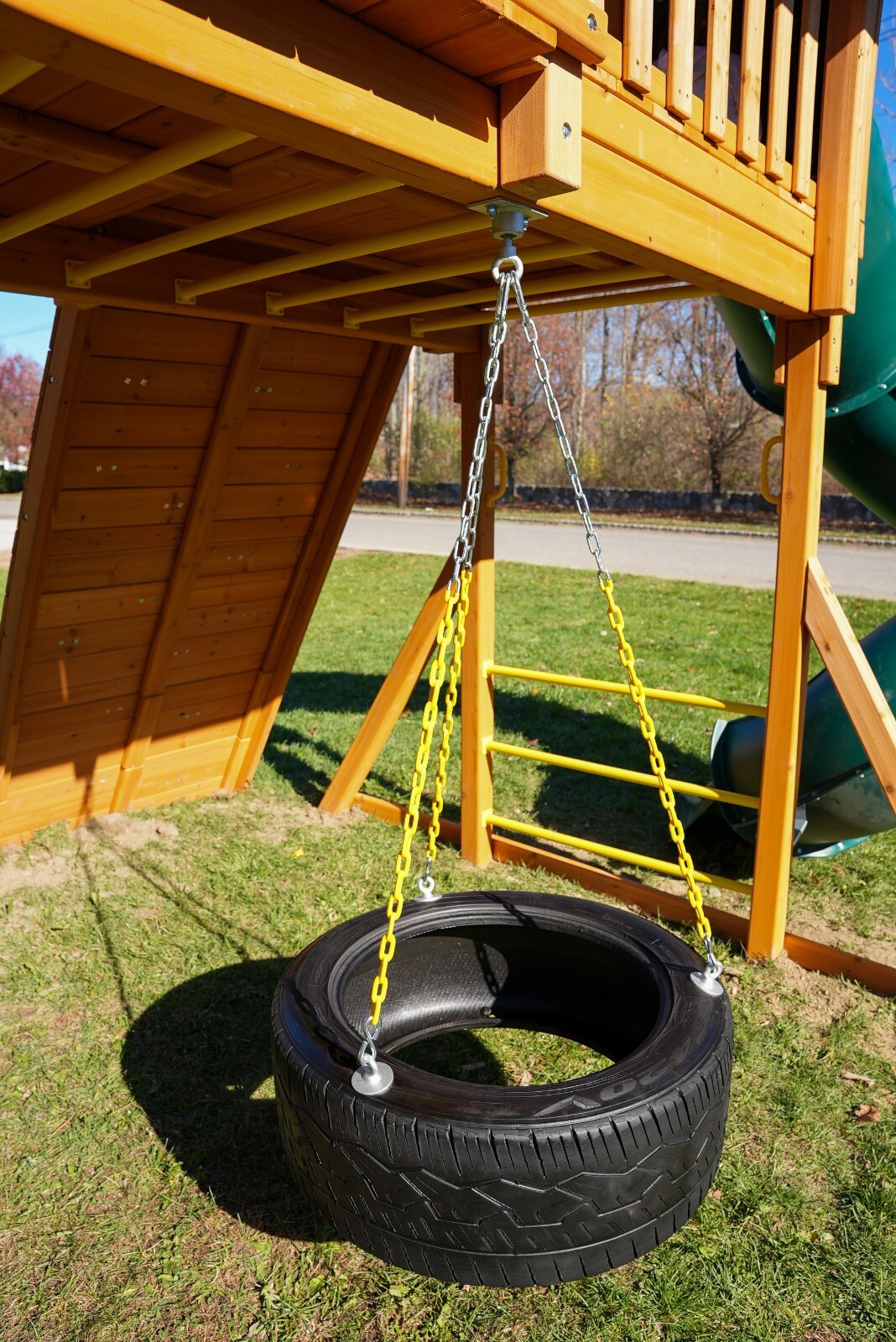 Rubber Tire Swing for Backyard Outdoor Playsets - 3 Rubber Coated Swing Chains