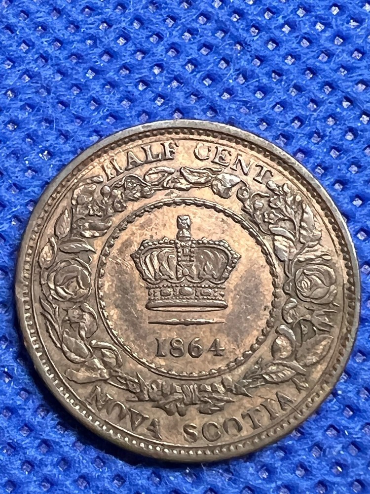 1864 Nova Scotia Half Cent with trace luster #973
